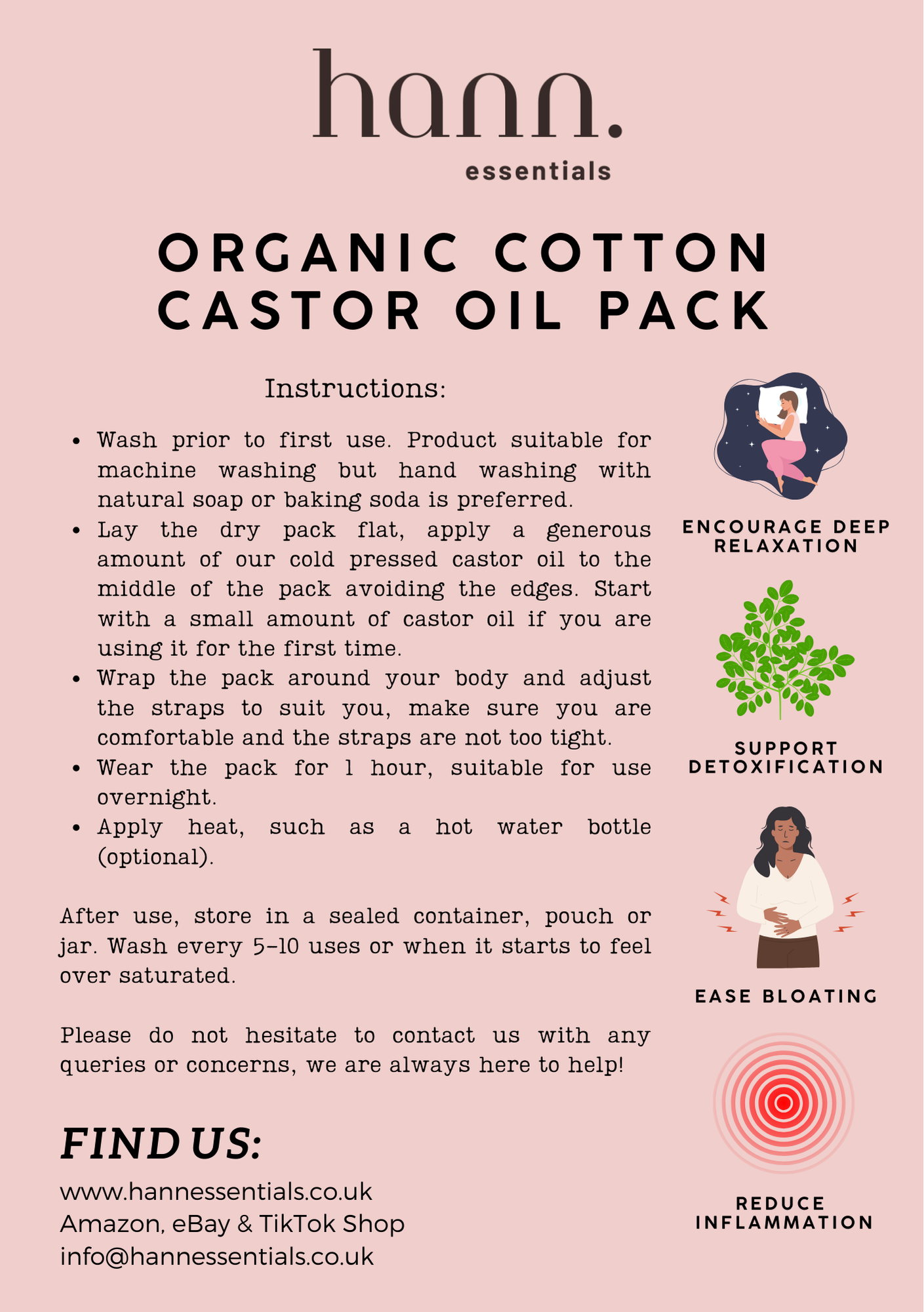 Organic Cotton Castor Oil Wrap - Abdomen